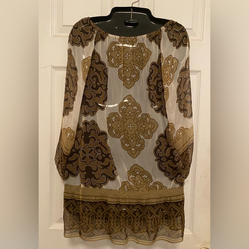 Cache Baroque Scroll Print Silk Top, Blouse, Shir… - image 3